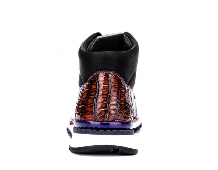 Casual Comfort Alligator Lace-up Lightweight Sport Sneakers-Burgundy-Heel