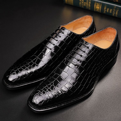 Mens Premium Alligator Oxford Lace-up Dress Shoes