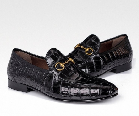 Premium Alligator Bit Slip on Loafers Slip-on Shoes-Black