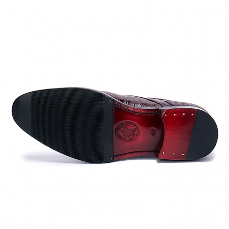 Classic Alligator Leather Derby Perforated Lace-Up Dress Shoes-Sole
