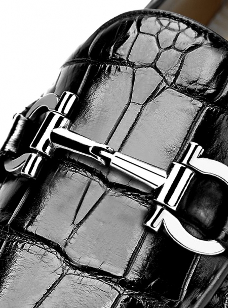 Alligator Driving Style Moccasin Shoes Penny Loafers-Details